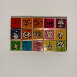 Holiday Wood Mounted Rubber Stamps